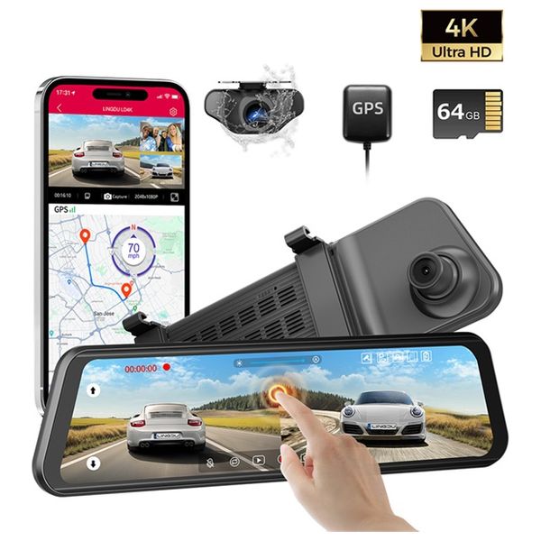 Lingdu LD4K - Dash Cam - 4K Resolution - built-in GPS & Wi-Fi - Black