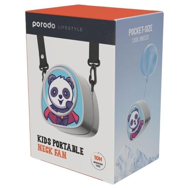  Porodo - Life Style Kids Portable Neck Fan - Adjustable lanyard for a secure and comfortable fit - Three programmable speed settings - Blue 