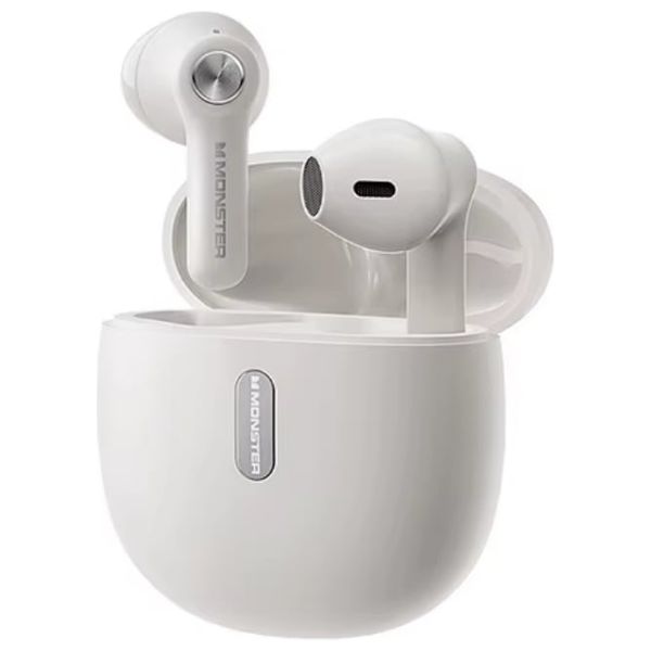 Monster N-Lite 207 Wireless Earbuds - AI Smart Call - ENC Noise Reduction - White
