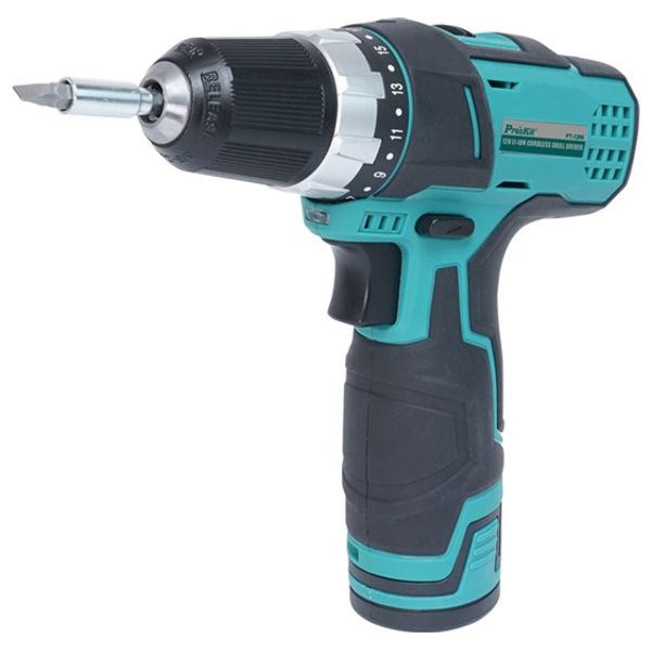  دريل لاسلكي بروسكيت - 12 فولت ليثيوم أيون - سرعة تروس مزدوجة - عزم دوران عالي - أسود 