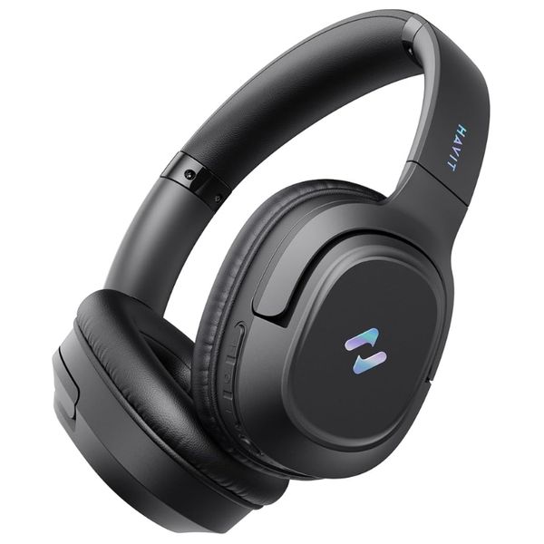 سماعة بلوتوث حول الأذن هافيت H612BT - عمر البطارية حتى 55 ساعة - ميكروفون مدمج مع عزل ضوضاء - اسود