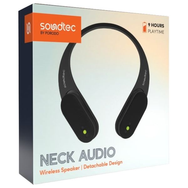  سبيكر صوت لاسلكي للرقبة بتصميم قابل للفصل بورودو - مقاوم للماء IPX4 - مكالمة بدون استخدام اليدين - أسود 
