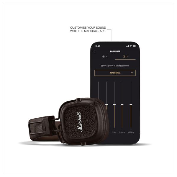Marshall Major V - Over Ear Wireless Headphones - Foldable Design - Brown