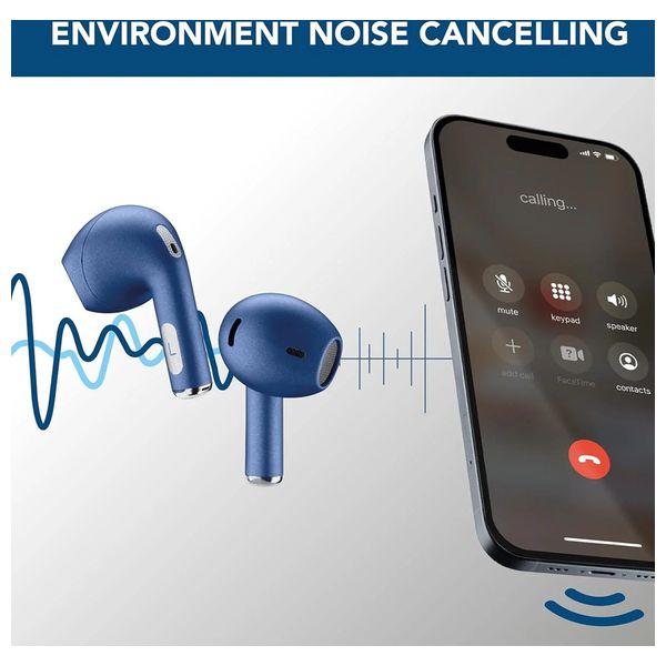 Cellularline 4534 - Bluetooth Headphone In Ear - Environmental Noise Cancellation - Blue