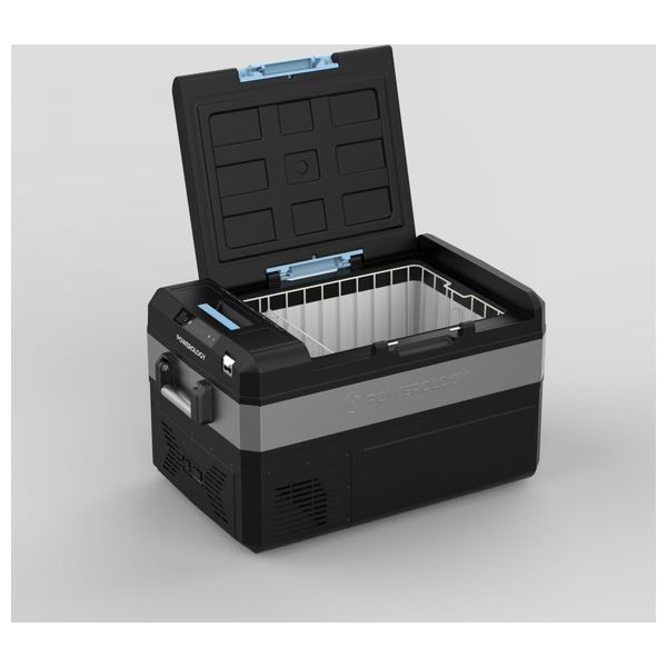  ثلاجة محمولة  باورولوجي - سعة 55 لتر- مع بطارية 20800 مللي أمبير/ساعة وشحن تايب سي /الطاقة الشمسية - أسود 
