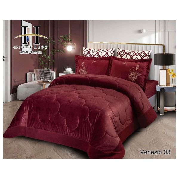  Highcrest Winter Comforter Set, Double, 260 x 240cm - 6 Piece - Red 