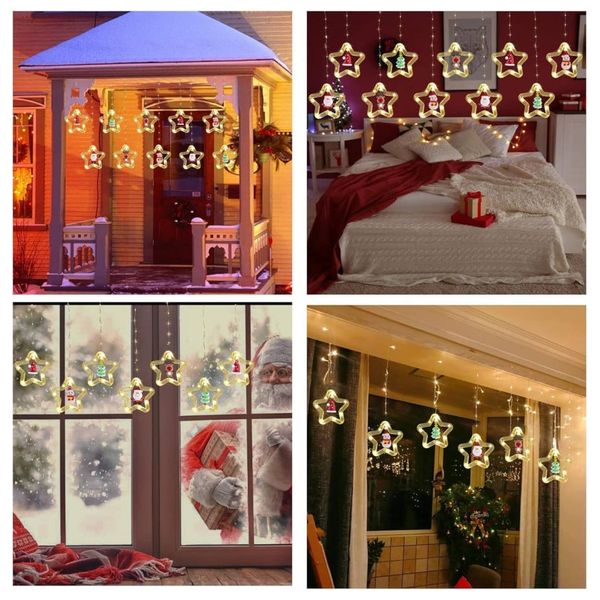  LessMo x001mqv0kn - Christmas LED Star String Lights with Festive Ornaments - 3M - Warm White 