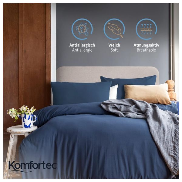 Komfortec Comforter Cover Set 155x220+40x80 - Blue