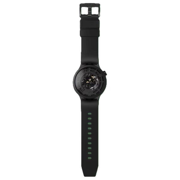  Swatch Watch SB03B100 For Unisex - Analog Display, Rubber Band - Black 