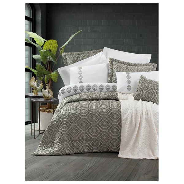  صدف طقم زفاف بلاتينيوم مزدوج 270 × 260 سم - 11 قطعة - بيجي 