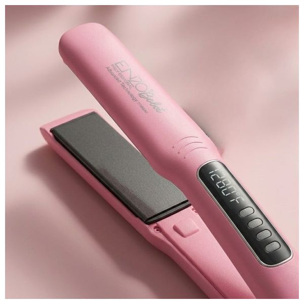  Enzo en-5301 - Hair Straightener With keratin Serum - Professional Tourmaline Ceramic Flat Iron - Pink 