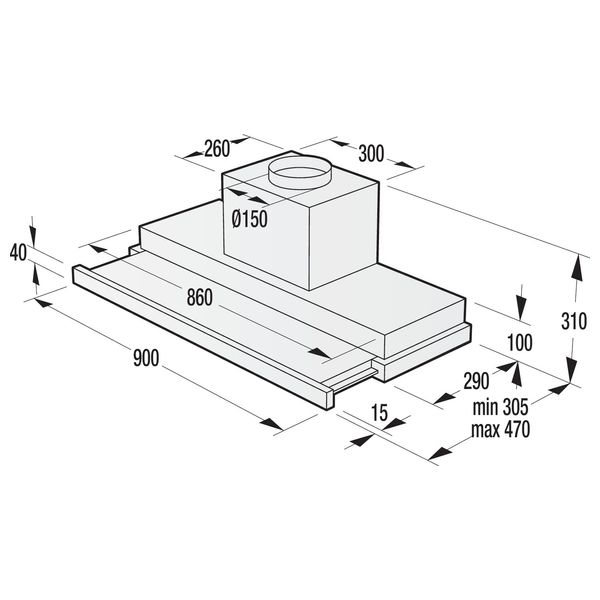  Gorenje BHP923E13X-UK - Built-in Telescopic Cooker Hood - 90cm - Silver 