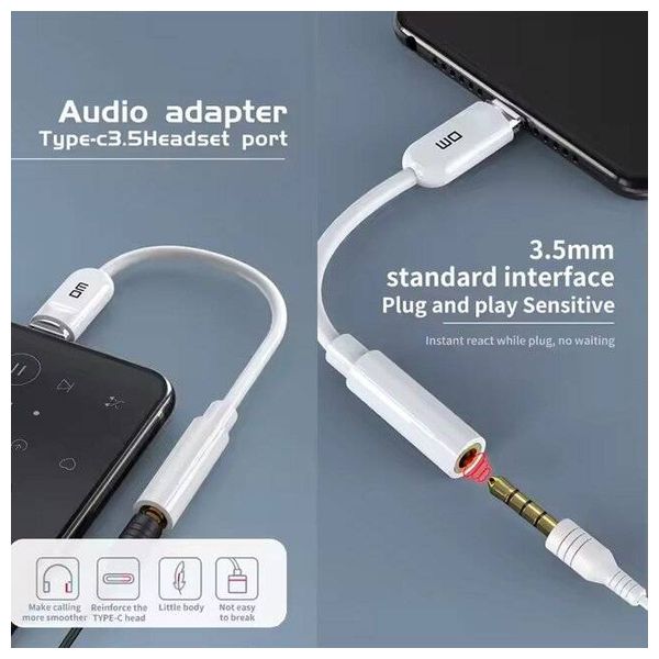  DM DM-AD026 - Type-C to 3.5mm Audio Adapter - White 