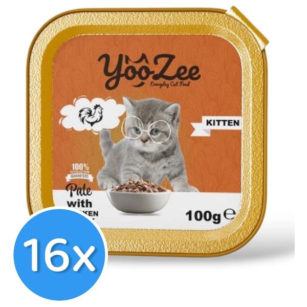  Yoozee Kitten Chicken & Milk Cat Food - 16 Pieces 