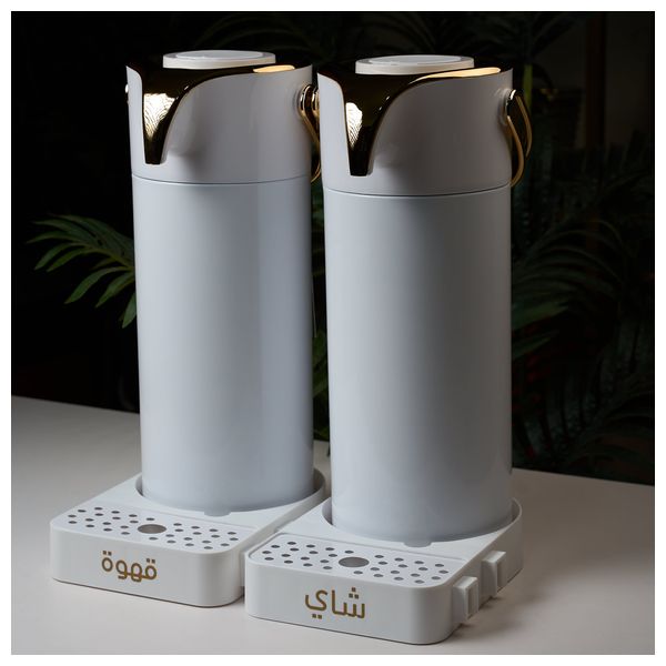 رقة هوم ترمس حراري مع قاعدة - قطعتين - QLBF-02 - أبيض