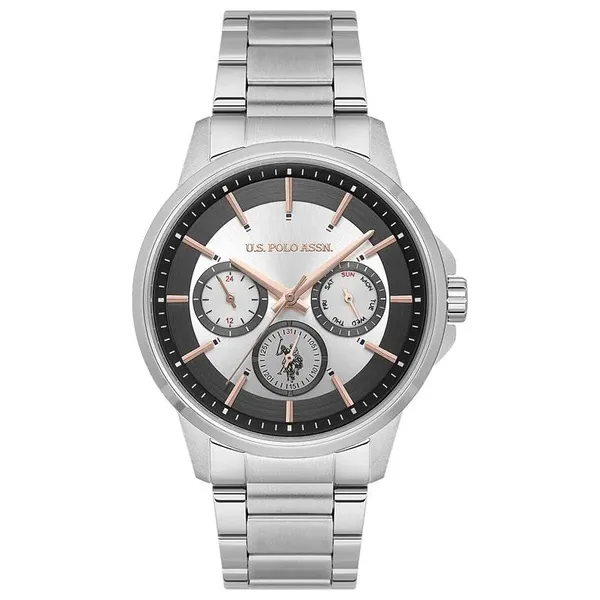 ساعة .يو.اس. بولو اسن للرجال USPA1000B-01 - عرض بعقارب, سوار من الستانلس ستيل - سلفر