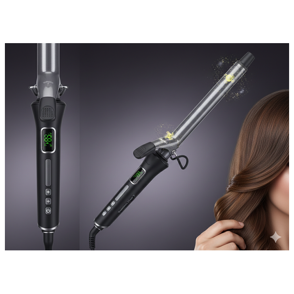  براون مكواة تجعيد الشعر ساتين هير 7 -  أسطوانة سيراميك وتيتانيوم 22 مم - اسود 