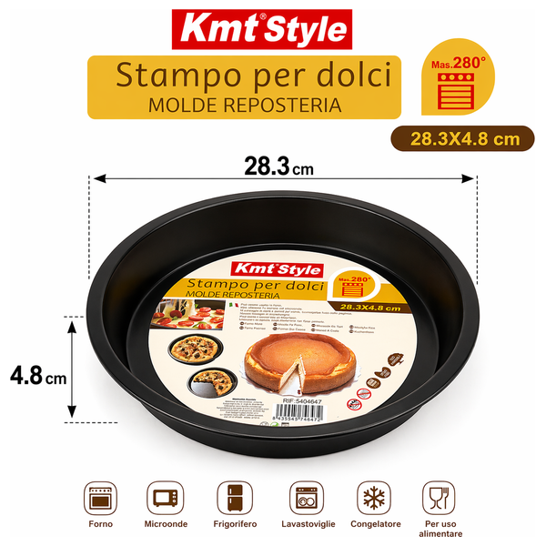  Kmt Style Non-Stick Round Cake Pan - 28.3cm - Black 