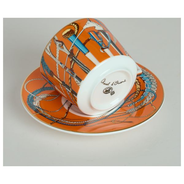  فناجين قهوة مع صحون هيرميس - 6 قطع - CC-05 - برتقالي 