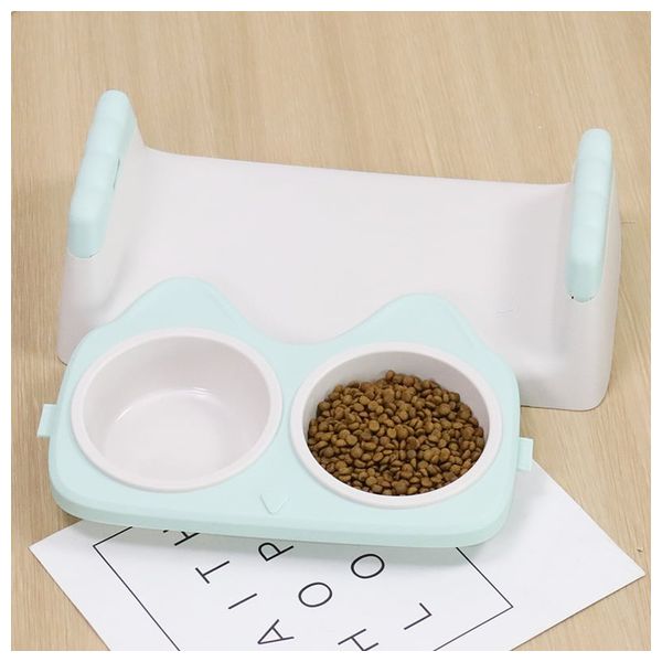  Dual Bowl For cats - Light Grey 