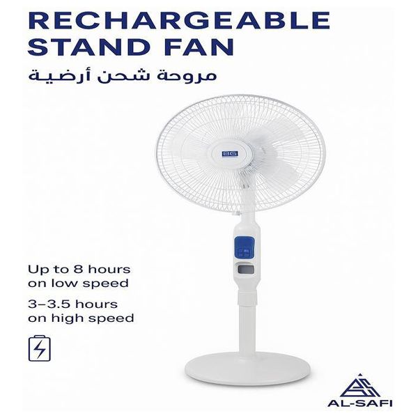 Lazord Rechargeable Stand Fan - White