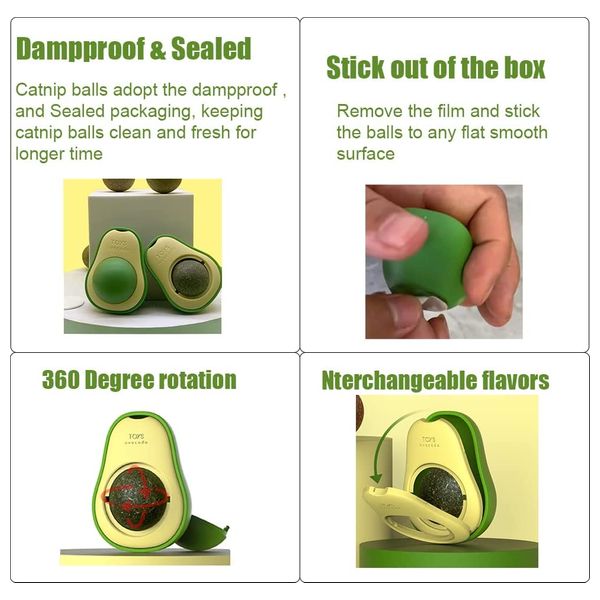  لعبة كرة للقطط بنكهة النعناع بشكل أفوكادو - اخضر 