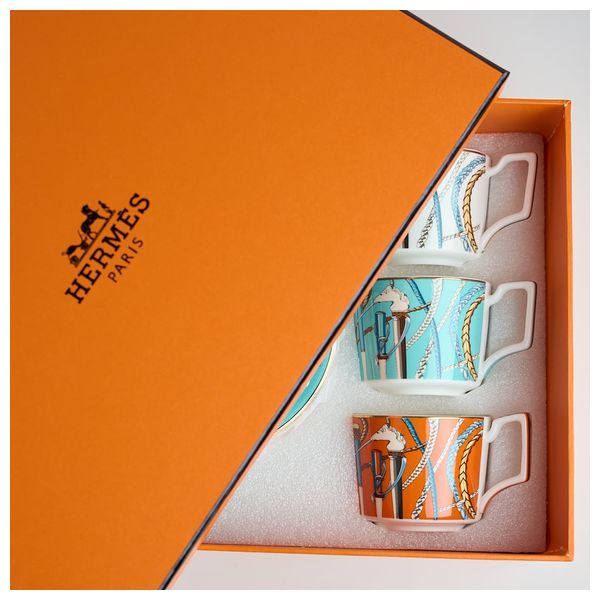  فناجين قهوة مع صحون هيرميس - 6 قطع - CC-06 - متعددة الالوان 