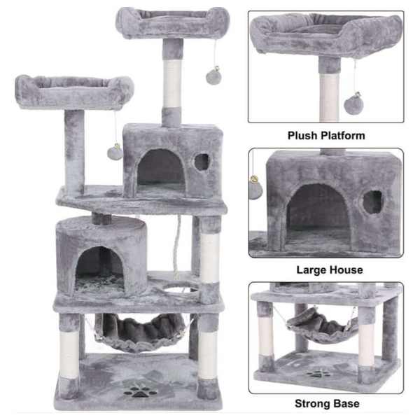  برج شجرة للقطط متعدد المستويات - 145 سم 