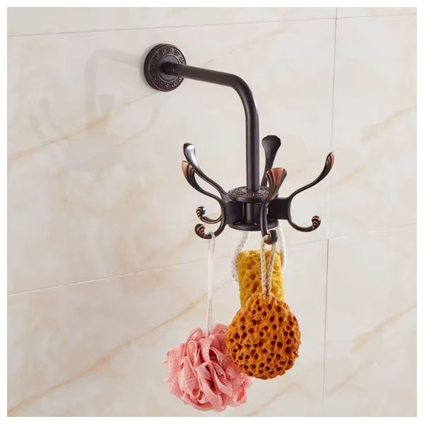 Lazord Rotating Wall-mounted Bathroom Hook Rack - Matt Black