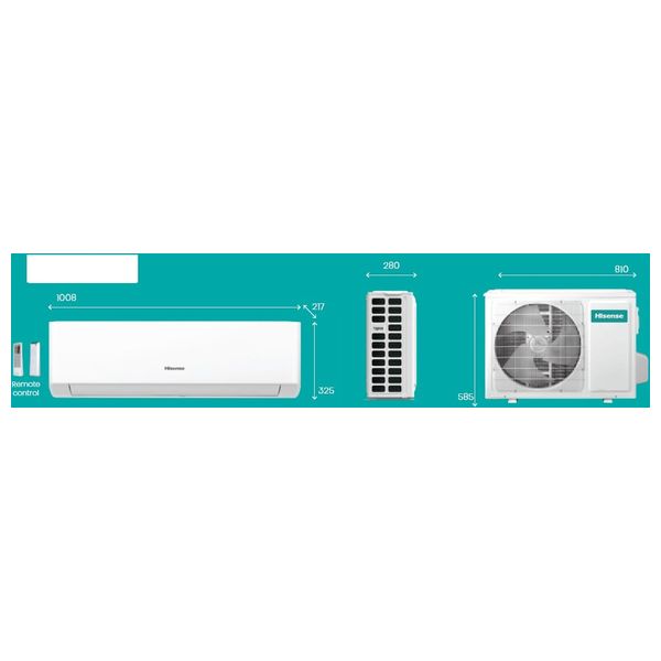  Hisense QAS-12CFKA - Wall-mounted Split AC - 1 Ton - Wi-Fi - Cool Only - White 