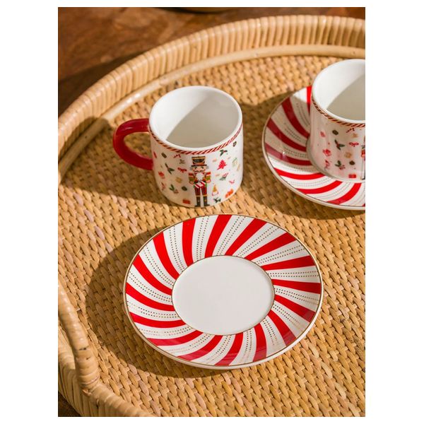  طقم فناجين قهوة كرسمس إل سي وايكيكي - قطعتين - احمر 
