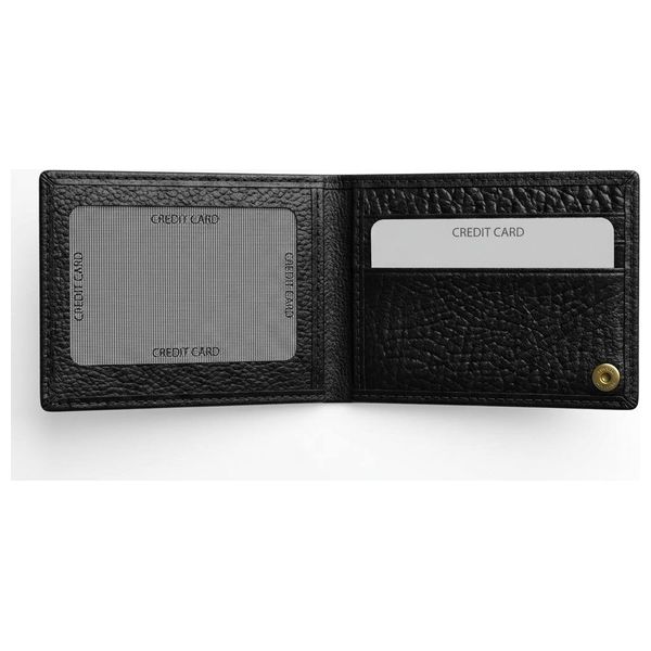  Golden Touch Men's Classic Genuine Leather Wallet - 8 Card Slots & Detachable Pocket - Black 