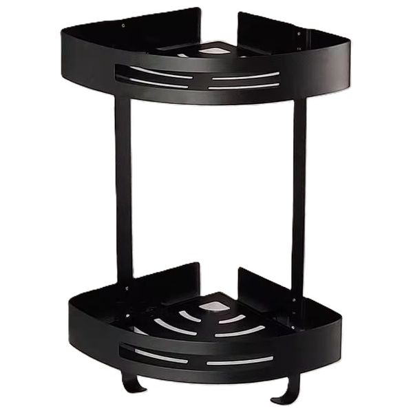 Lazord SUS304 - Double Layer Corner Bathroom Shelf - Matt Black