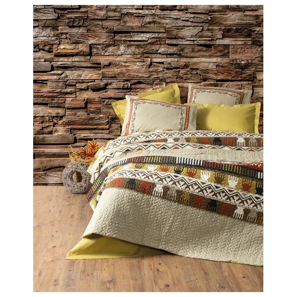  صدف طقم كامل مزدوج 230 × 220 سم - 4 قطع - خردلي 