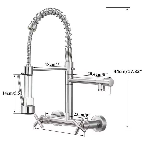  Lazord Wall-Mounted Kitchen Faucet - Nickel Copper 