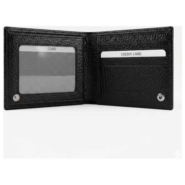  Golden Touch Men's Classic Genuine Leather Wallet - 8 Card Slots & Detachable Pocket - Black 