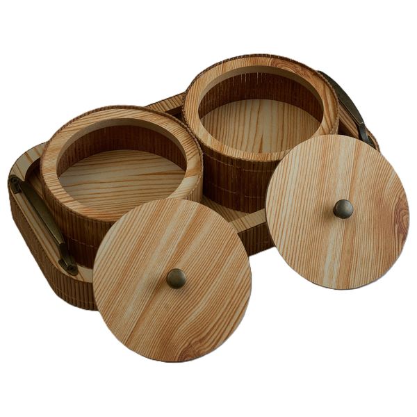  RiqaHome Luxury Handcrafted 2 Tier Wooden Date & Sweets Server With Tray - Wood 