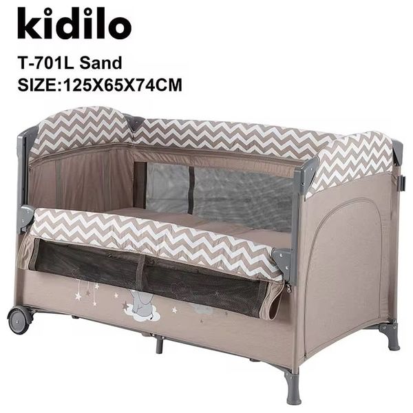  Kidilo T-701L - Baby Crib - Rocking and Stationary with Changing Table - Sand 
