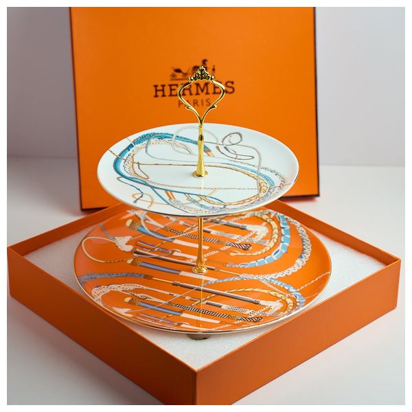  هيرميس طقم تقديم فاخر من طبقتين - SW-03 - برتقالي 