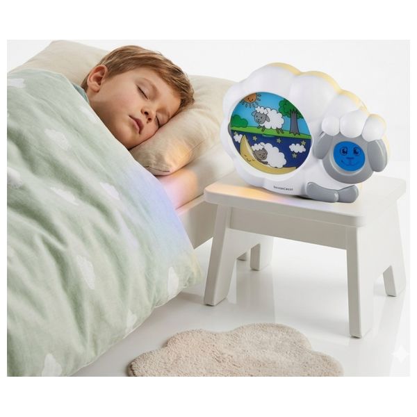  Silver Crest Kids' Sleep Trainer With Night Light and Wake-up Instruction - Sheep Design - White 