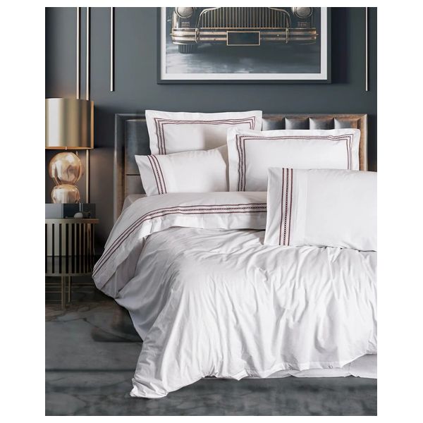  SADAF Comforter Cover Set, Double , 200 x 220cm - 6 Piece - White 