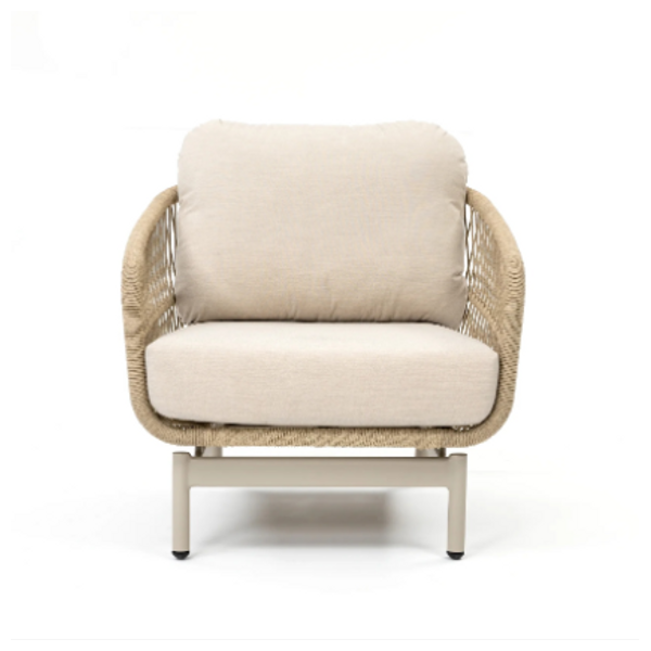  SADAF Apollo Garden Set 1+1+2 + Shell Patio Table - Light Beige 