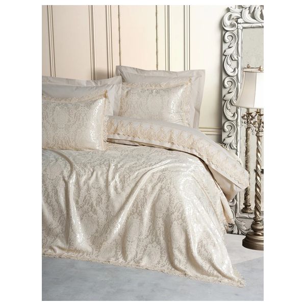 صدف طقم غطاء لحاف مزدوج 220 × 200 سم - 6 قطع - كابتشينو