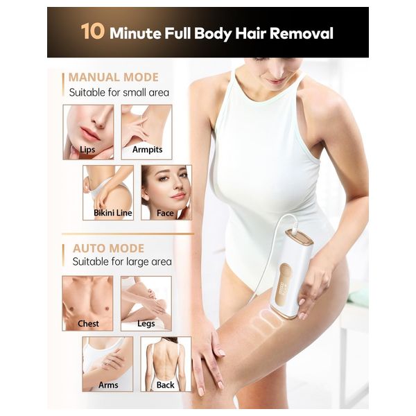  Glattol x001wq248f - IPL Hair Removal Device for Women and Men - White Gold 