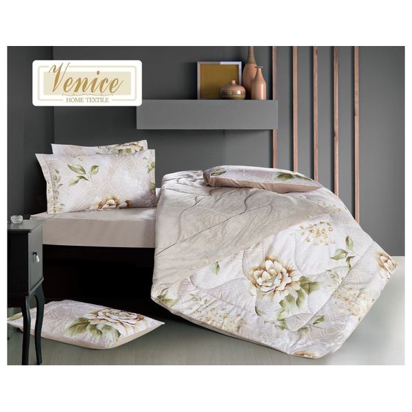 Venice Winter Comforter Set, Double, 230 x 250cm - 6 Piece - Beige