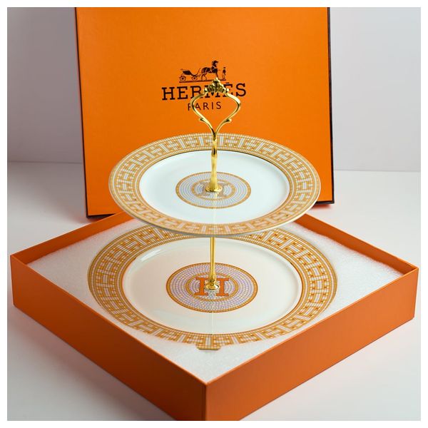 هيرميس طقم تقديم فاخر من طبقتين - SW-01 - ذهبي 