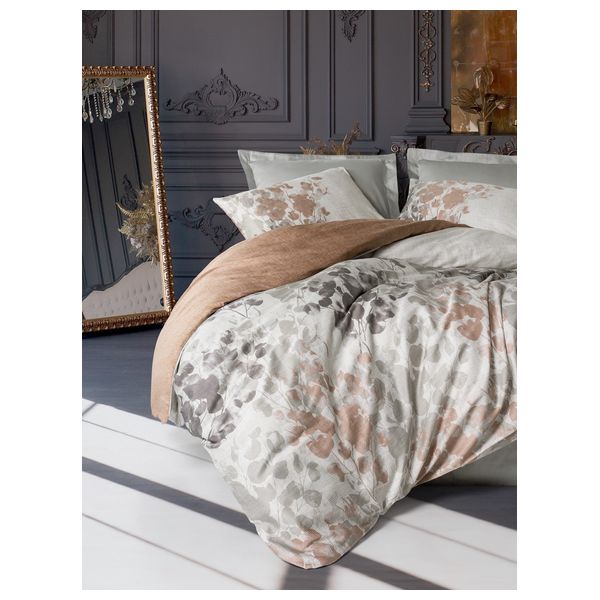  صدف طقم غطاء لحاف مزدوج 220 × 200 سم - 6 قطع - بني 