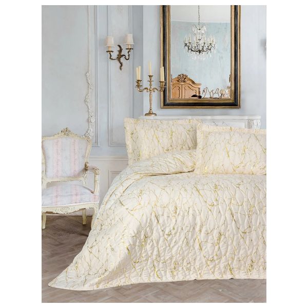  صدف طقم مفرش سرير مزدوج 240 × 250 سم - 3 قطع - كريمي 