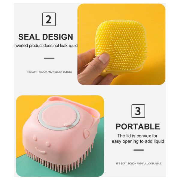  Massage Brush Dog Shampoo Dispenser - Multi color 