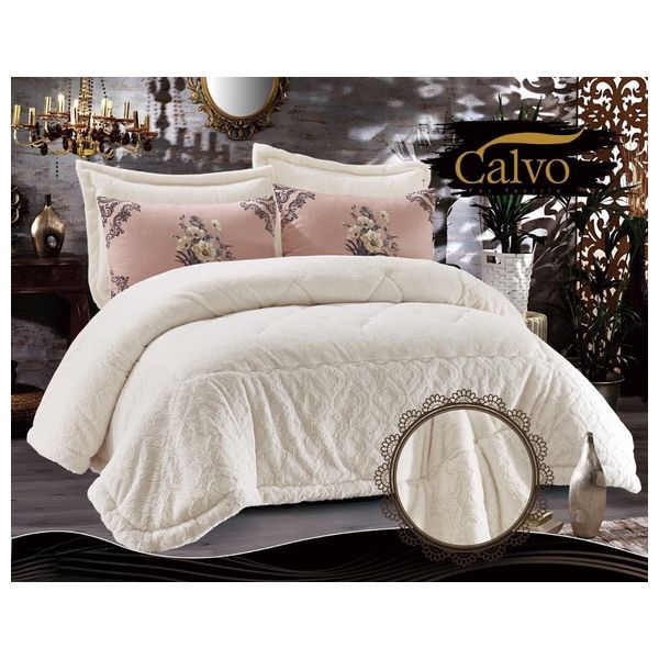  Calvo Winter Comforter Set, Double, 260 x 240cm - 6 Piece - Beige 
